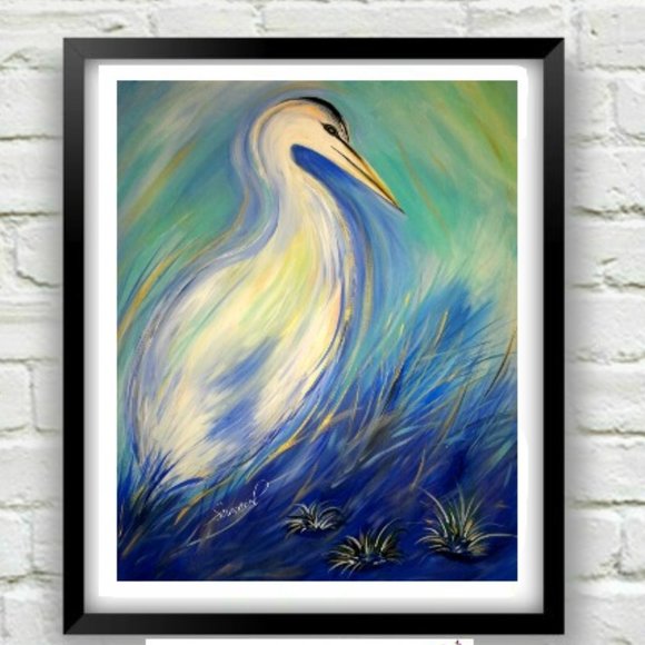 8 x 10 Egret Print Signed by Artist - Picture 1 of 3